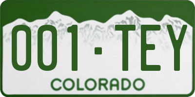 CO license plate 001TEY