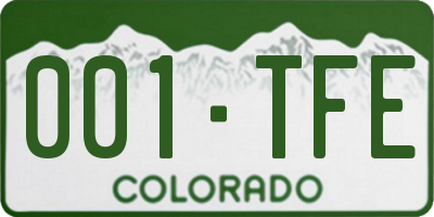 CO license plate 001TFE