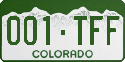 CO license plate 001TFF