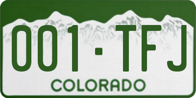 CO license plate 001TFJ