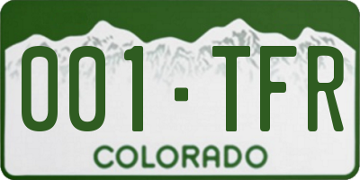 CO license plate 001TFR