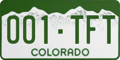 CO license plate 001TFT