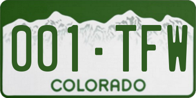 CO license plate 001TFW