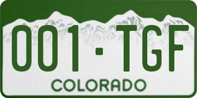 CO license plate 001TGF