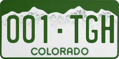 CO license plate 001TGH