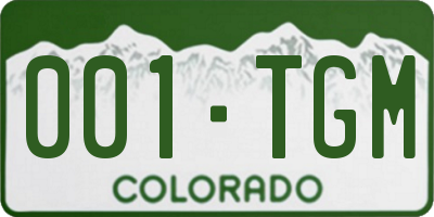 CO license plate 001TGM