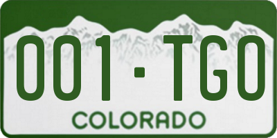 CO license plate 001TGO