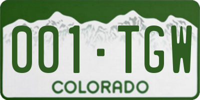 CO license plate 001TGW