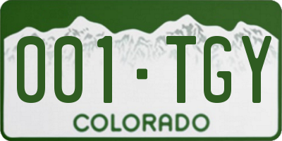 CO license plate 001TGY