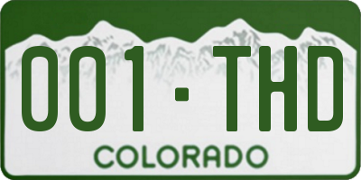 CO license plate 001THD