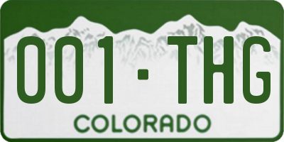 CO license plate 001THG