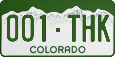 CO license plate 001THK