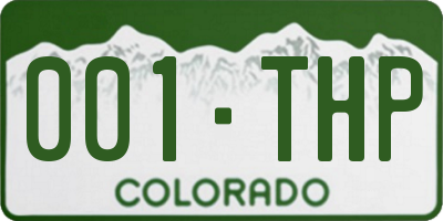 CO license plate 001THP