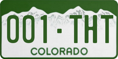 CO license plate 001THT