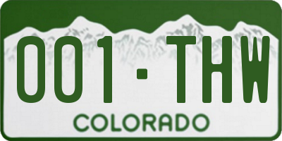 CO license plate 001THW