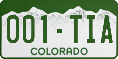 CO license plate 001TIA