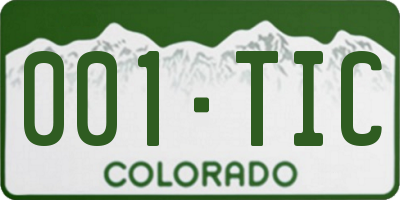 CO license plate 001TIC