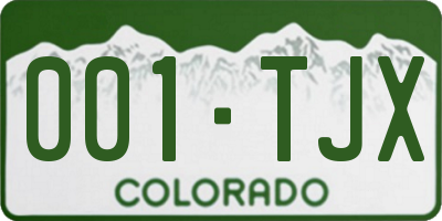 CO license plate 001TJX