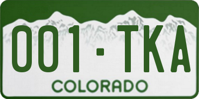 CO license plate 001TKA