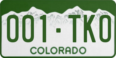 CO license plate 001TKO