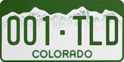 CO license plate 001TLD