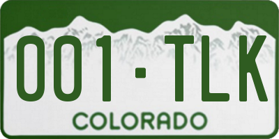 CO license plate 001TLK