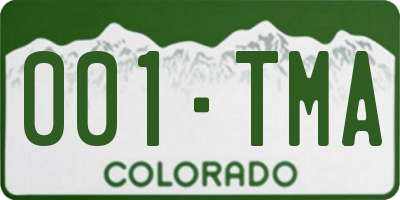 CO license plate 001TMA