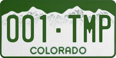 CO license plate 001TMP