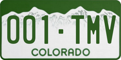 CO license plate 001TMV