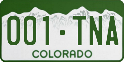 CO license plate 001TNA