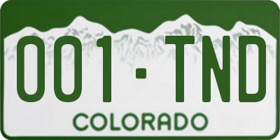 CO license plate 001TND