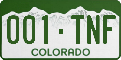 CO license plate 001TNF