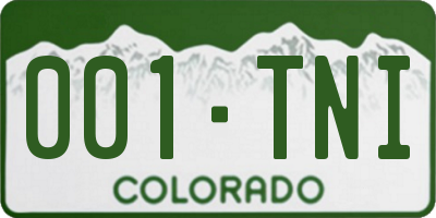 CO license plate 001TNI