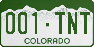 CO license plate 001TNT