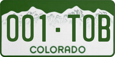 CO license plate 001TOB