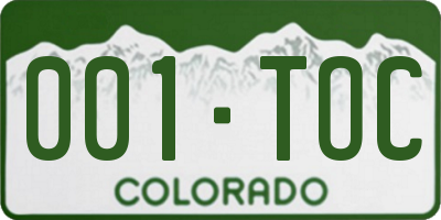 CO license plate 001TOC