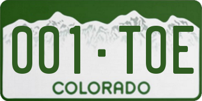 CO license plate 001TOE