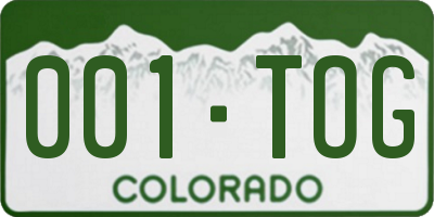 CO license plate 001TOG