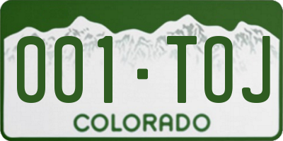 CO license plate 001TOJ