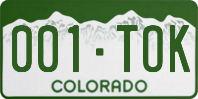 CO license plate 001TOK