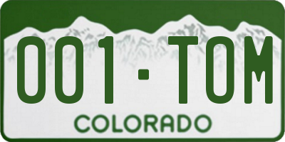 CO license plate 001TOM