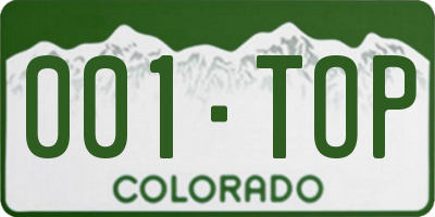 CO license plate 001TOP