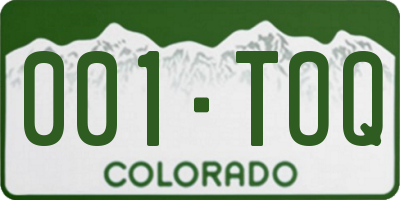 CO license plate 001TOQ