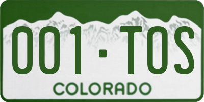 CO license plate 001TOS