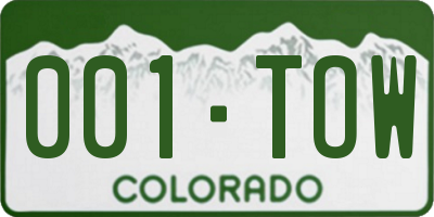 CO license plate 001TOW