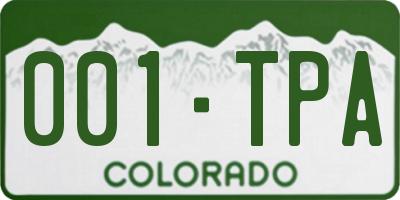 CO license plate 001TPA