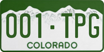 CO license plate 001TPG