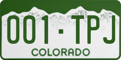 CO license plate 001TPJ
