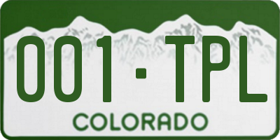 CO license plate 001TPL