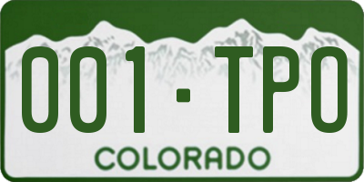 CO license plate 001TPO